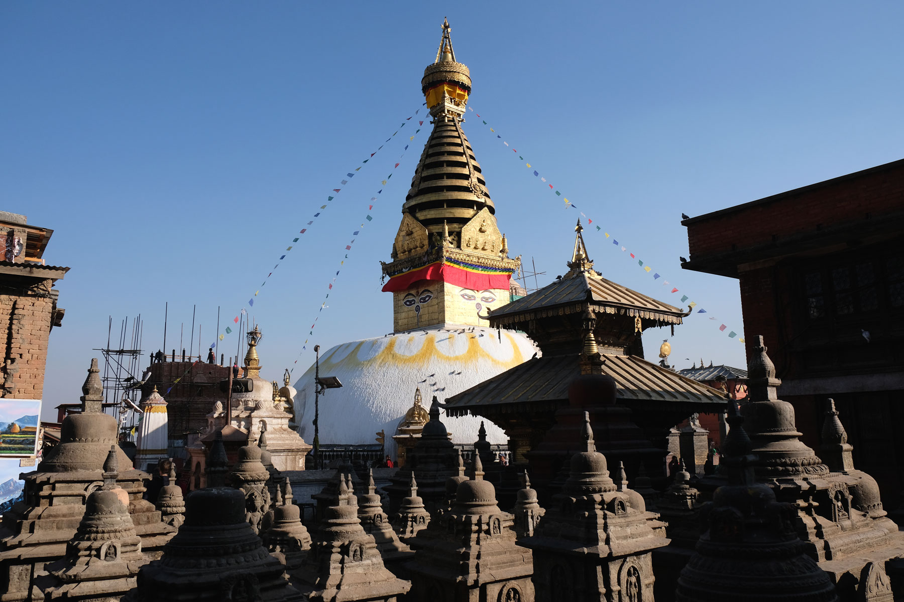 Der Tempel Swayambunath in Kathmandu, Nepal.