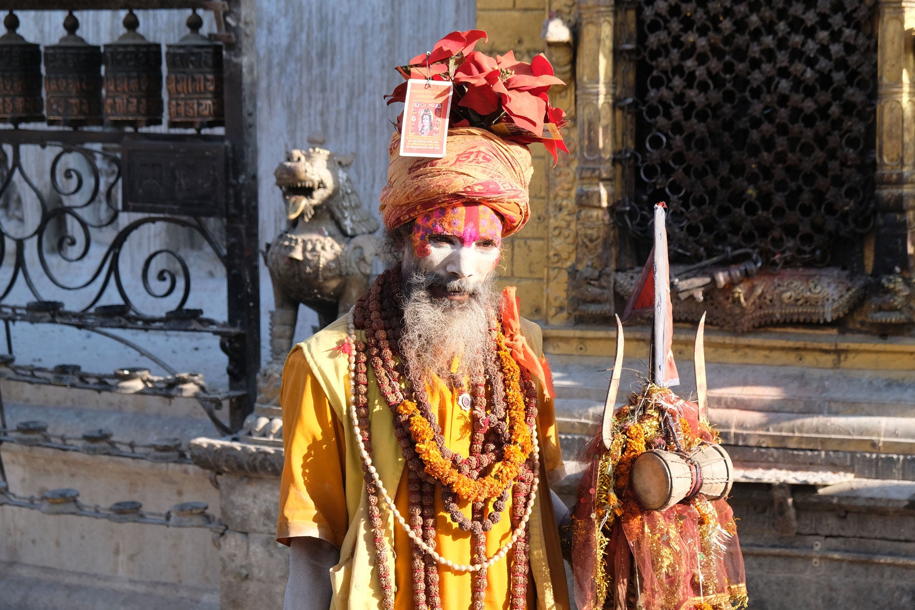 Sadhu in Swayambunath in Kathmandu, Nepal.