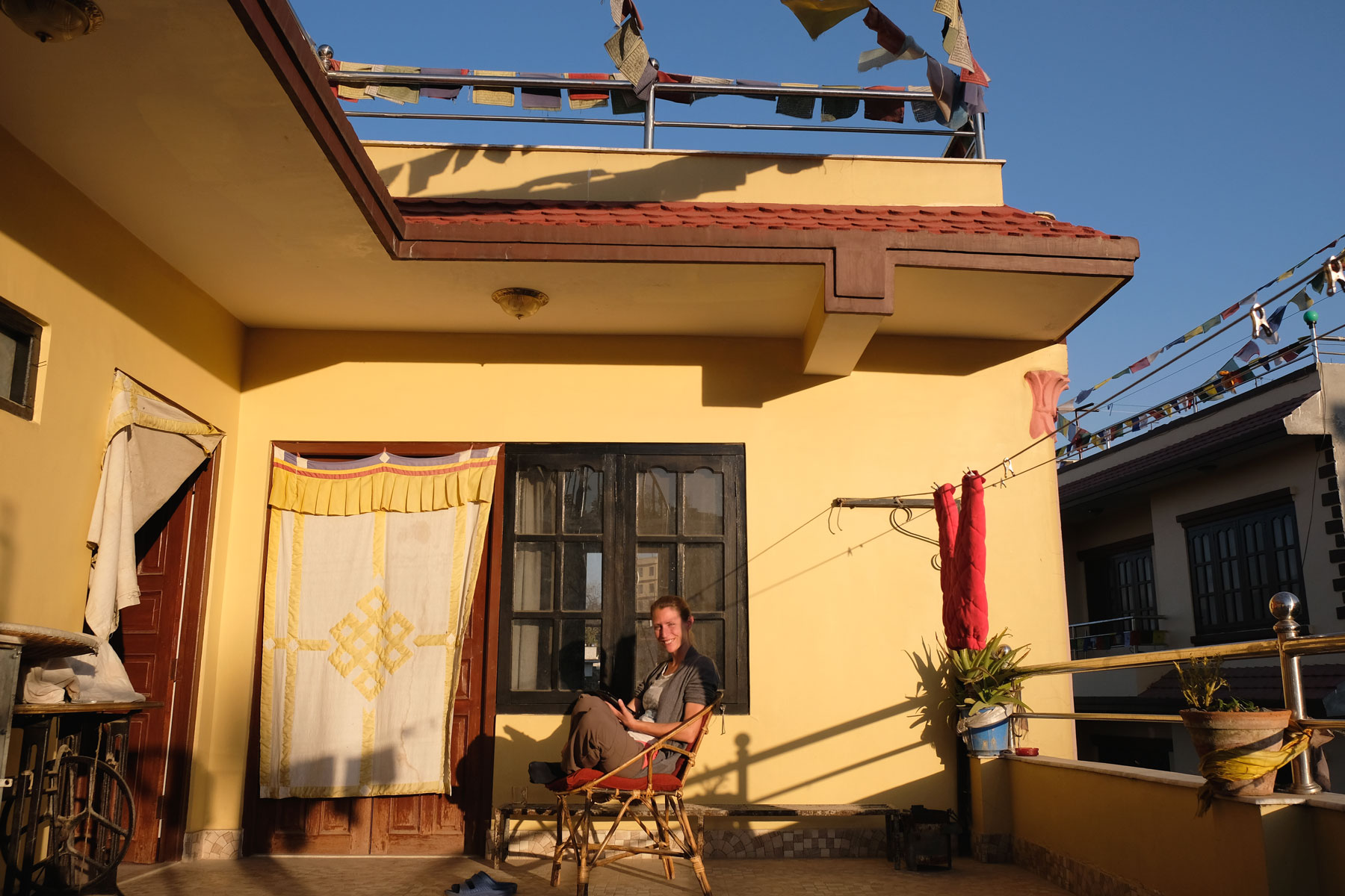 Entspannen auf der Dachterrasse in Kathmandu.