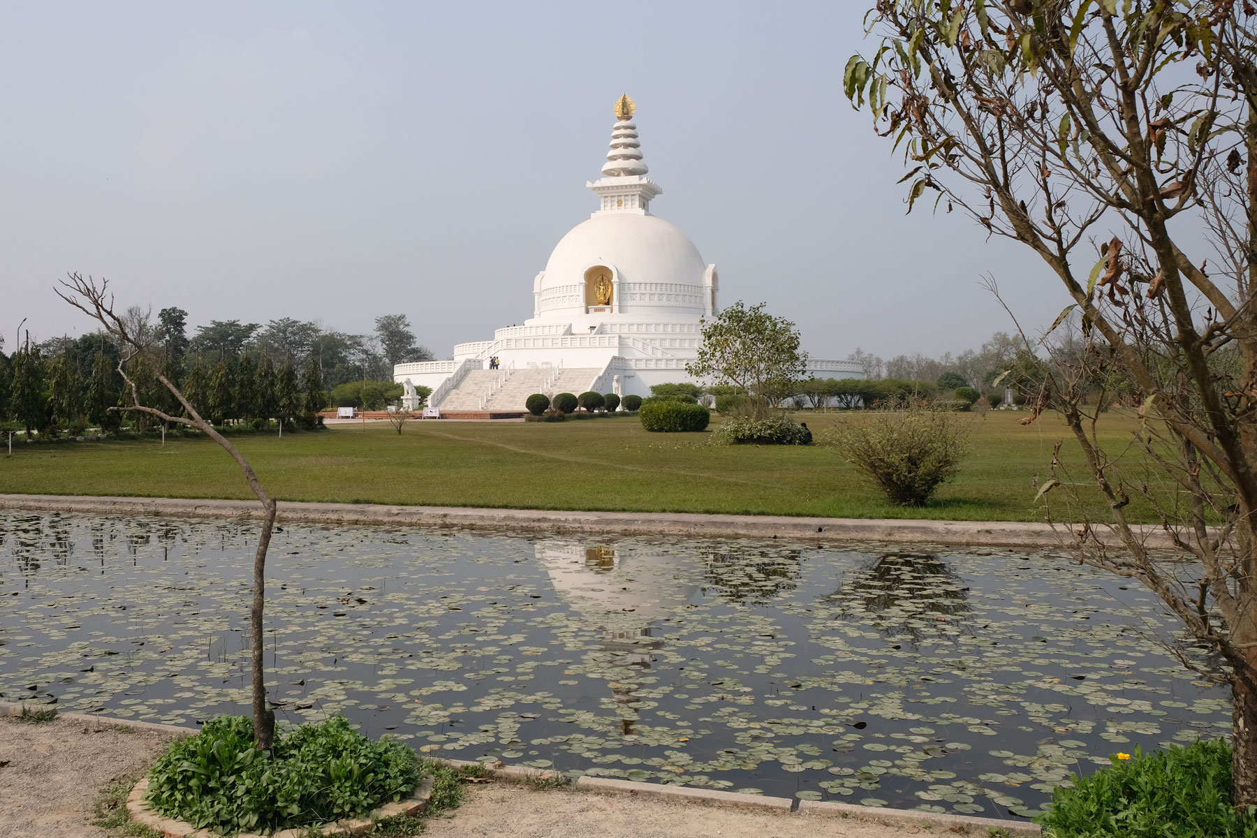 Peace Pagoda in Lumbini in Nepal.